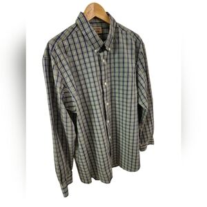 Duluth Trading Co Men's Long Sleeve Button Checkered Shirt Green Size Large
